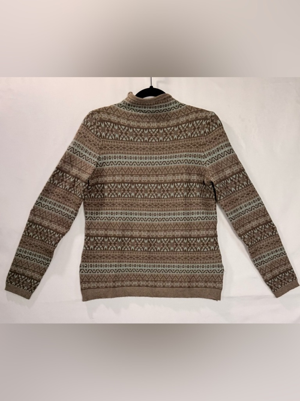 Cyrus Fair Isle Turtleneck Sweater Gray Blue Cozy Winter Knit